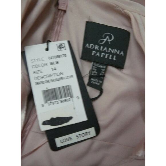 $149 Adrianna Papell Blush Pink Chiffon Tiered Flutter Sheath Dress 14 NWT A218 - Picture 12 of 12